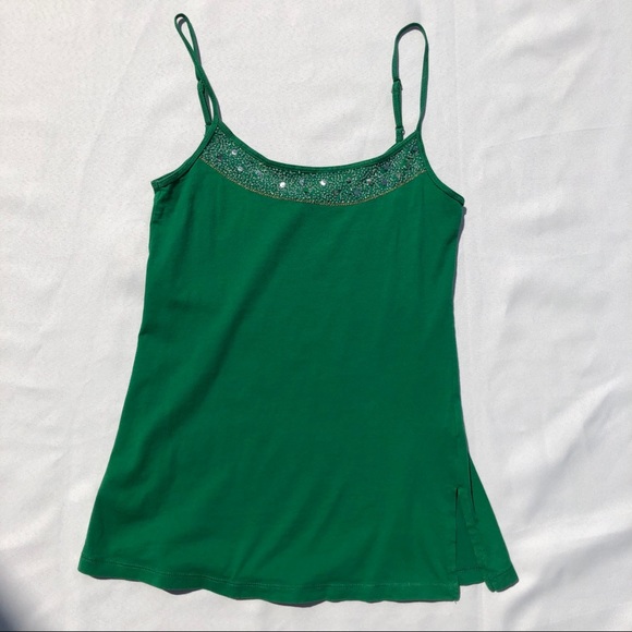 American Eagle Outfitters Tank Top Womens XS Green Cami Beaded Sequins Camisole - Picture 15 of 15